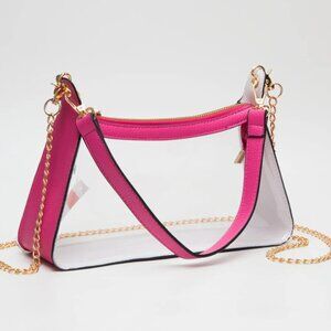 NWT Fuchsia Marilyn Clear Satchel Bag | Stadium-Approved Purse w/Chain Strap